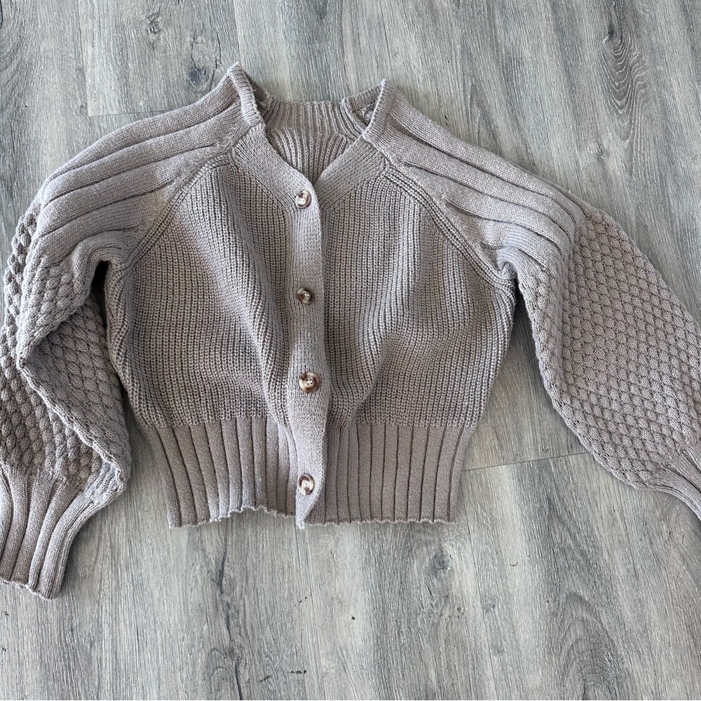 Women's Taupe Crop Sweater